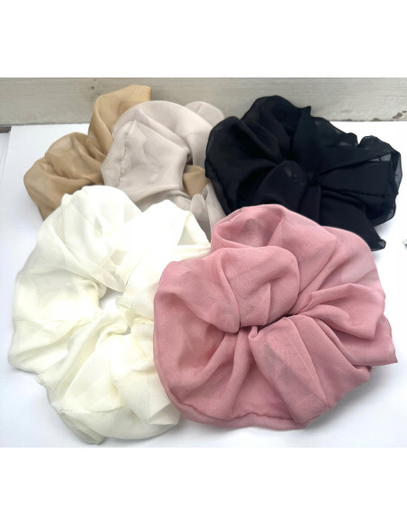 Gumka do włosów Scrunchie Lolita Accessories XXXL Beżowy Szyfon