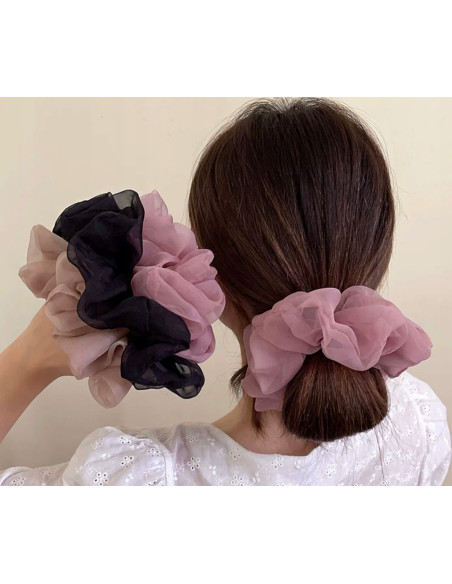Gumka do włosów Scrunchie Lolita Accessories XXXL CZARNY Szyfon