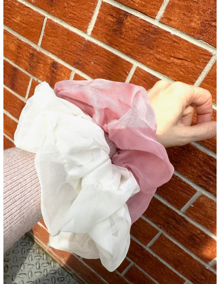 Gumka do włosów Scrunchie Lolita Accessories XXXL Ecru Szyfon