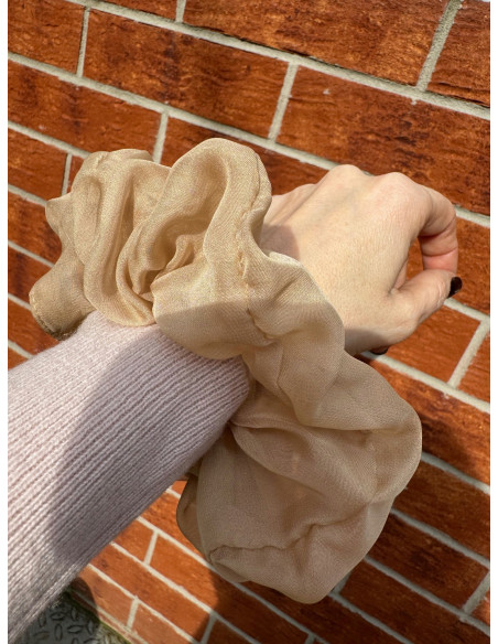 Gumka do włosów Scrunchie Lolita Accessories XXXL Beżowy Szyfon