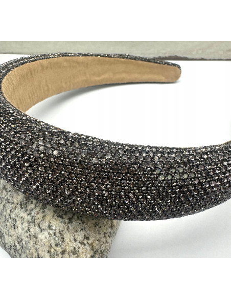 Opaska na włosy cyrkonie Lolita Accessories Grafitowy Błysk