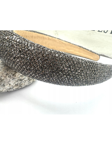 Opaska na włosy cyrkonie Lolita Accessories Grafitowy Błysk