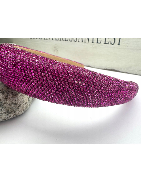 Opaska na włosy cyrkonie Lolita Accessories Fuksja Błysk