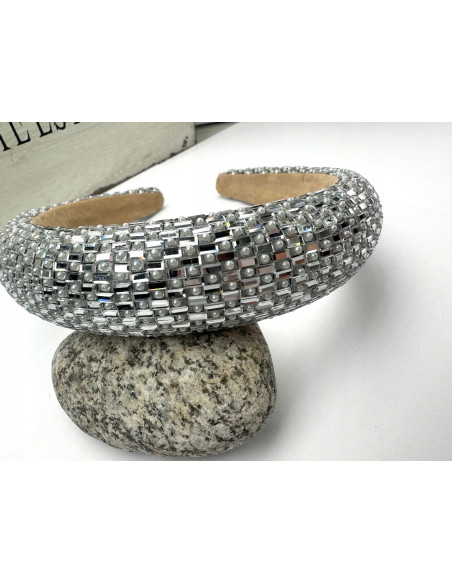 Opaska na włosy cyrkonie perełki Lolita Accessories Srebrny Błysk