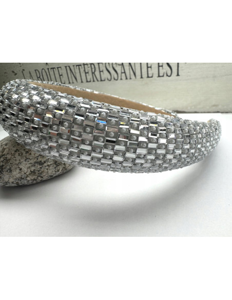 Opaska na włosy cyrkonie perełki Lolita Accessories Srebrny Błysk