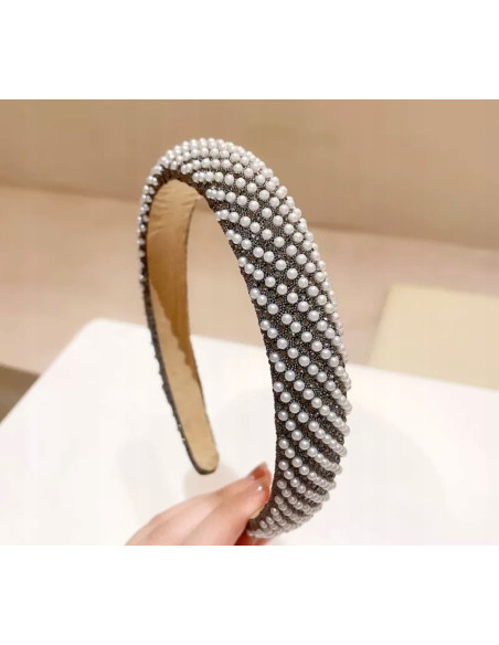 Opaska na włosy cyrkonie z perełkami Lolita Accessories Błysk