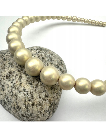 Opaska na włosy perełki perły korale koraliki Lolita Accessories ecru