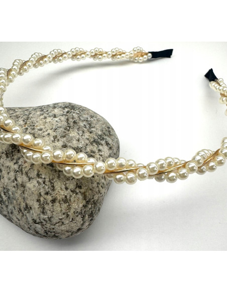 Opaska na włosy perełki perły korale koraliki Lolita Accessories ecru