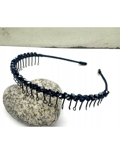 Opaska na włosy z grzebieniem plecione koraiki Lolita Accessories