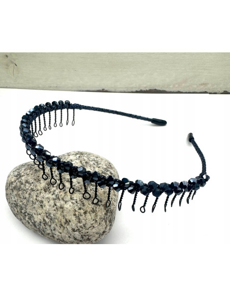 Opaska na włosy z grzebieniem plecione koraiki Lolita Accessories