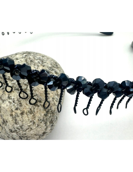 Opaska na włosy z grzebieniem plecione koraiki Lolita Accessories