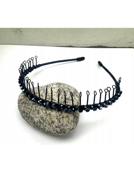 Opaska na włosy z grzebieniem plecione koraiki Lolita Accessories