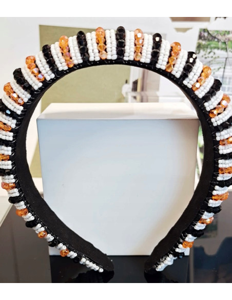 Opaska Fascynator na włosy cała w koralikach Lolita Accessories