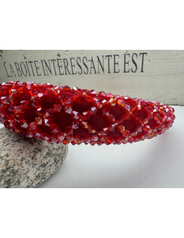 Opaska Fascynator na włosy cała w koralikach...