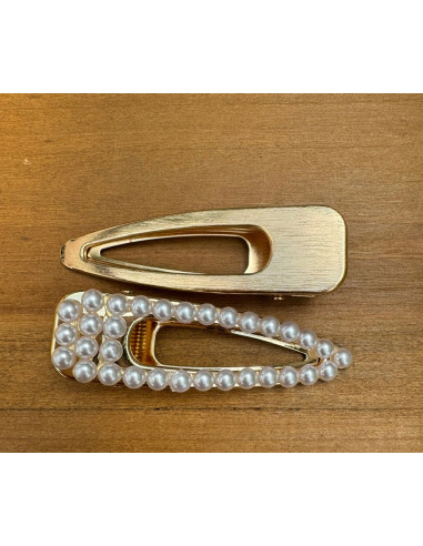 Spinki do włosów KROKODYLKI Lolita Accessories XL ZŁOTE i PERŁOWE
