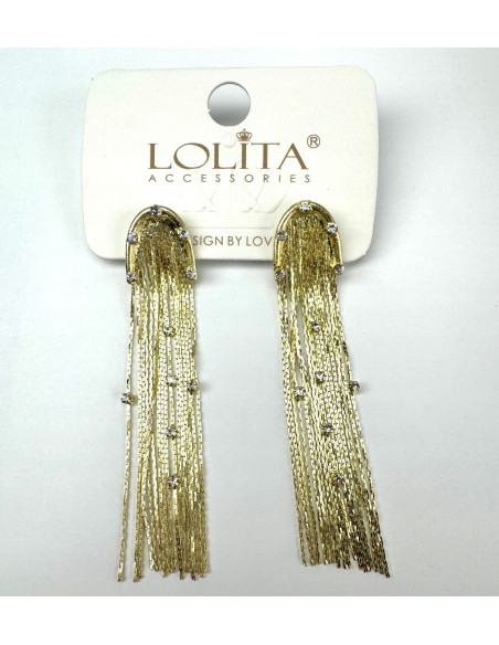 Kolczyki błyszczące złote łańcuszki Lolita Accessories złoty
