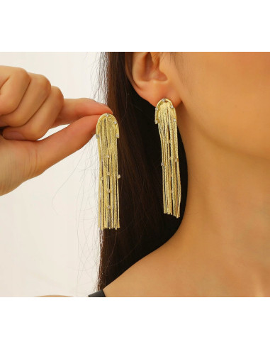 Kolczyki błyszczące złote łańcuszki Lolita...