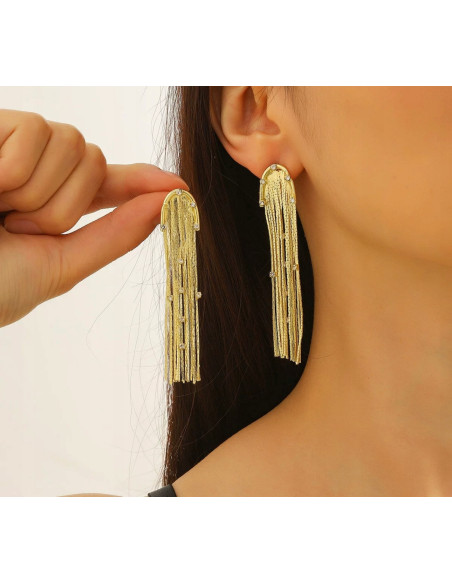 Kolczyki błyszczące złote łańcuszki Lolita Accessories złoty