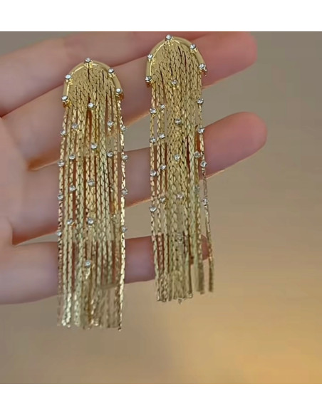 Kolczyki błyszczące złote łańcuszki Lolita Accessories złoty