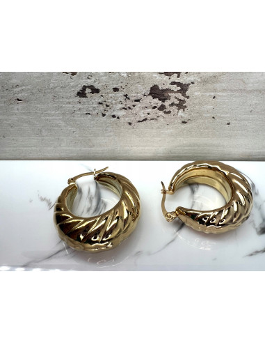 Kolczyki DMUCHANE złote koła STAL NIERDZEWNA...