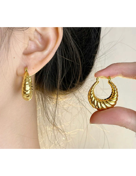 Kolczyki DMUCHANE złote koła STAL NIERDZEWNA Lolita Accessories