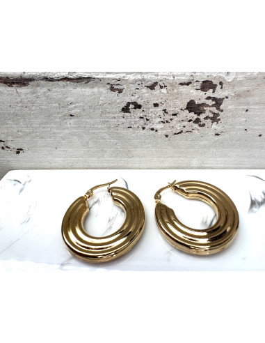 Kolczyki DMUCHANE złote koła STAL NIERDZEWNA...