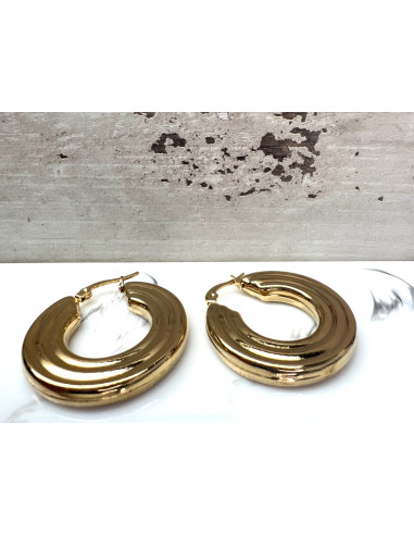 Kolczyki DMUCHANE złote koła STAL NIERDZEWNA...