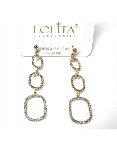 Kolczyki z cyrkoniami MAXI Lolita Accessories Złote Świecące cyrkonie