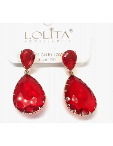 Kolczyki czerwone kamienie Lolita Accessories Natura czerwony