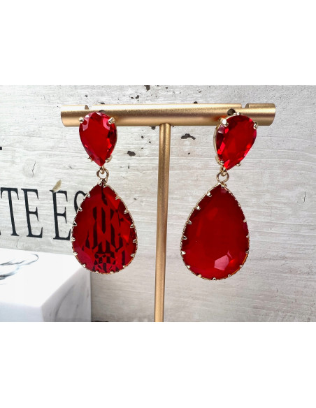 Kolczyki czerwone kamienie Lolita Accessories Natura czerwony