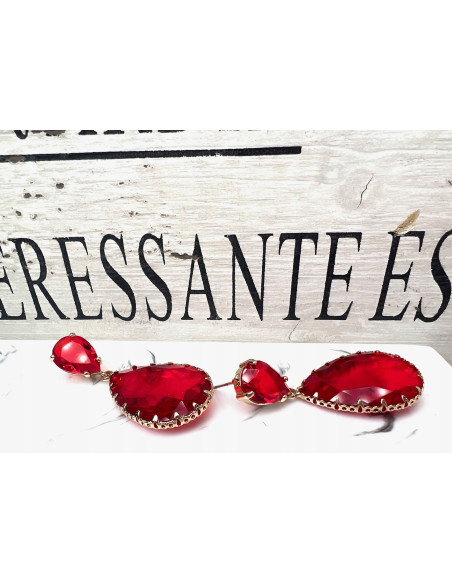 Kolczyki czerwone kamienie Lolita Accessories Natura czerwony