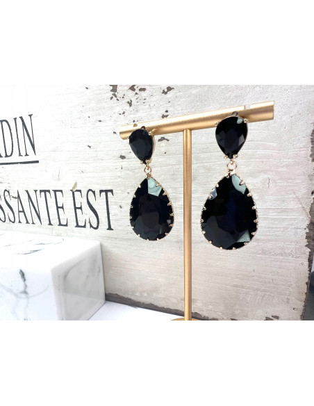 Kolczyki czarne kamienie Lolita Accessories Natura czarny