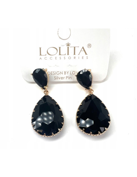 Kolczyki czarne kamienie Lolita Accessories Natura czarny