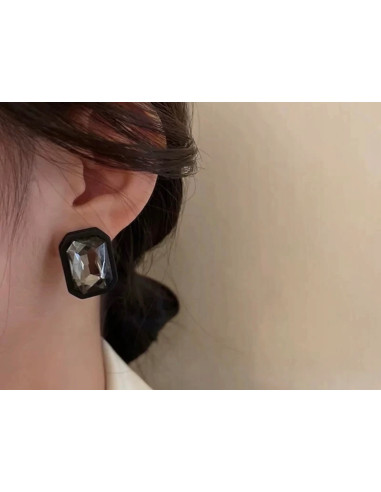 Kolczyki Grafitowe Kamienie CRYSTAL srebrny...