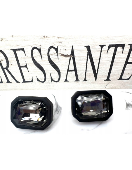 Kolczyki Grafitowe Kamienie CRYSTAL srebrny sztyft 925 Lolita Accessories