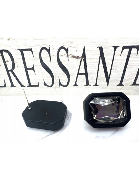 Kolczyki Grafitowe Kamienie CRYSTAL srebrny sztyft 925 Lolita Accessories