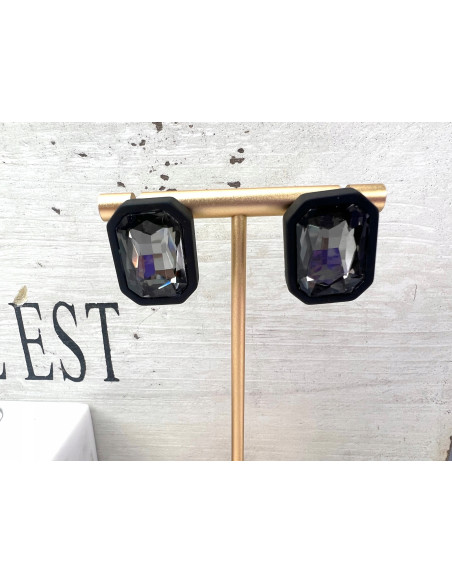 Kolczyki Grafitowe Kamienie CRYSTAL srebrny sztyft 925 Lolita Accessories