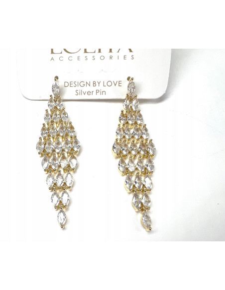 Kolczyki z cyrkoniami Lolita Accessories Złote Świecące cyrkonie