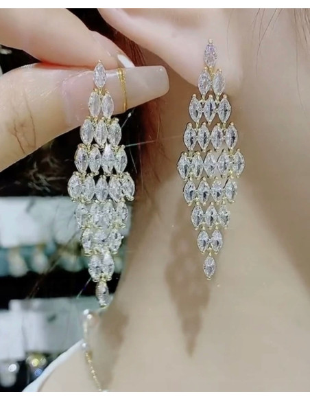 Kolczyki z cyrkoniami Lolita Accessories Złote Świecące cyrkonie