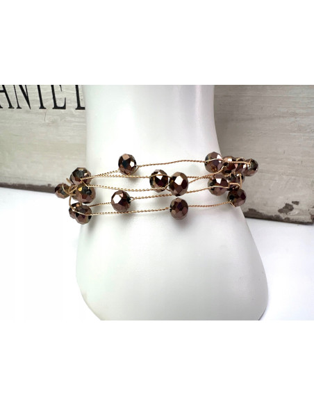 Bransoletka na rękę koraliki Lolita Accessories złoto - brązowa