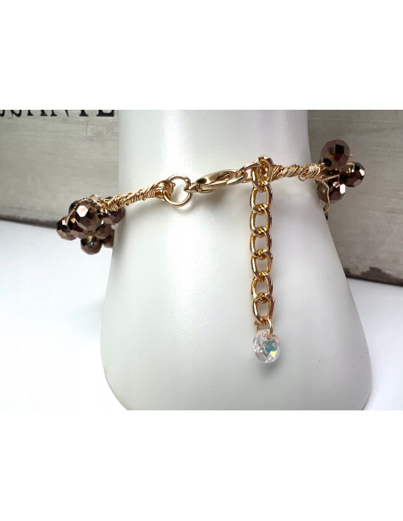 Bransoletka na rękę koraliki Lolita Accessories złoto - brązowa