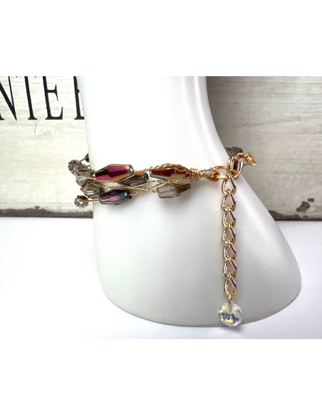 Bransoletka na rękę koraliki Lolita Accessories złoto - brązowa