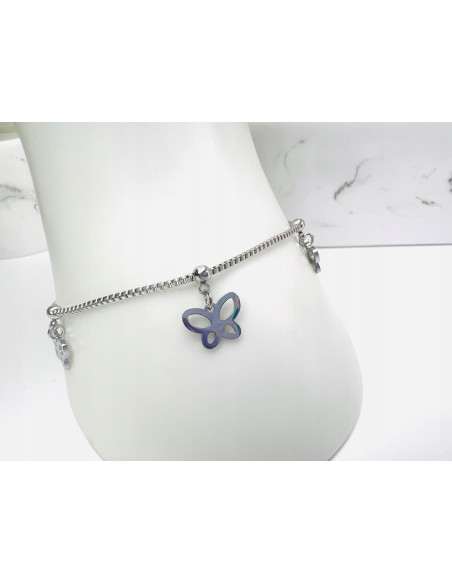 Bransoletka na Nogę ze stali chirurgicznej Lolita Accessories SREBRNA