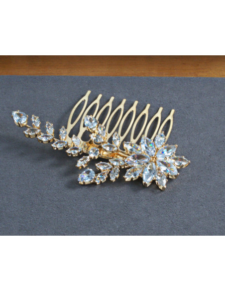 GRZEBIEŃ wsuwany do włosów wtykowy ozdobny diamenty złoty Lolita Akcesoria