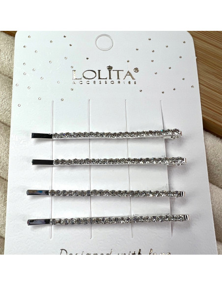 Wsuwki z cyrkoniami zestaw 4 sztuki srebrne Lolita Accessories