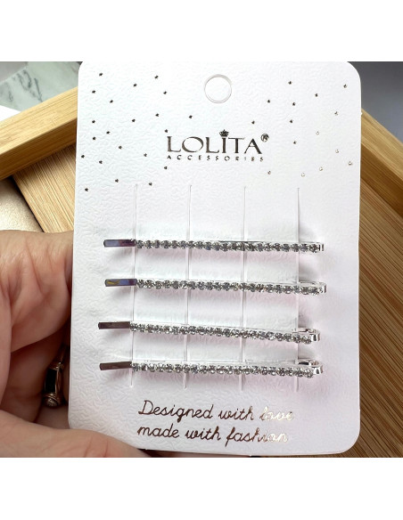 Wsuwki z cyrkoniami zestaw 4 sztuki srebrne Lolita Accessories