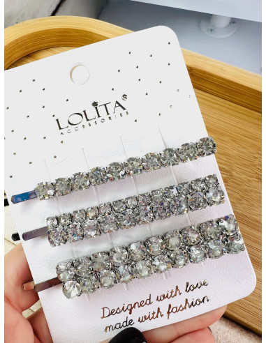 Wsuwki z cyrkoniami zestaw 3 sztuki srebrne Lolita Accessories