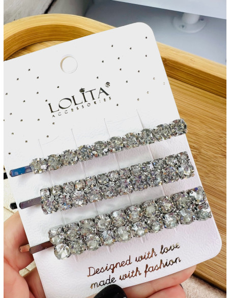 Wsuwki z cyrkoniami zestaw 3 sztuki srebrne Lolita Accessories