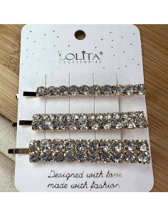 Wsuwki z cyrkoniami zestaw 3 sztuki złote Lolita Accessories 2