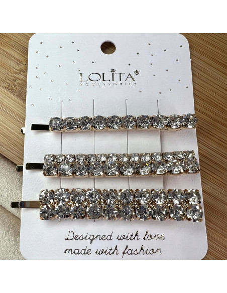 Wsuwki z cyrkoniami zestaw 3 sztuki złote Lolita Accessories